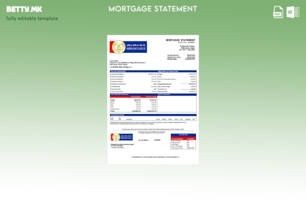 модерен стил Извештај за хипотека на банката Непал Растрарија Баниџа Шаблон за ш